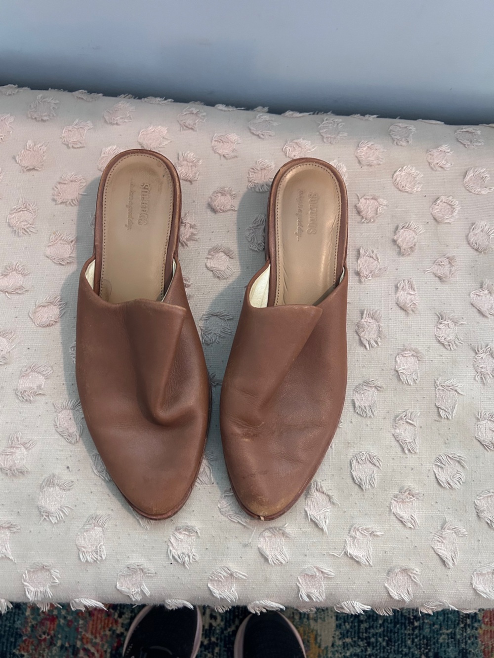 Soludos Tan Brown Leather Slide Mules